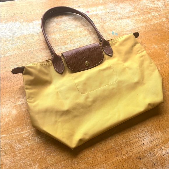 Longchamp Handbags - Longchamp Yellow Tote with Brown Leather Accents